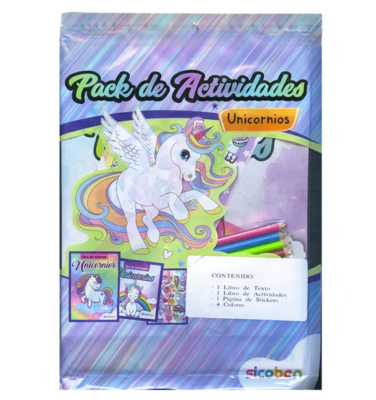 Pack De Actividades Unicornios: 2 Libros, Stickers Y Colores