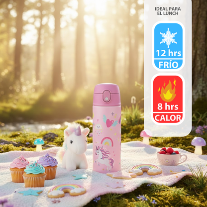 Botella Térmica Infantil 550ml - Vaso de Acero Inoxidable con Diseños para Niños - Mantiene Temperatura 12 Horas - Seguro, Duradero y Libre de BPA.