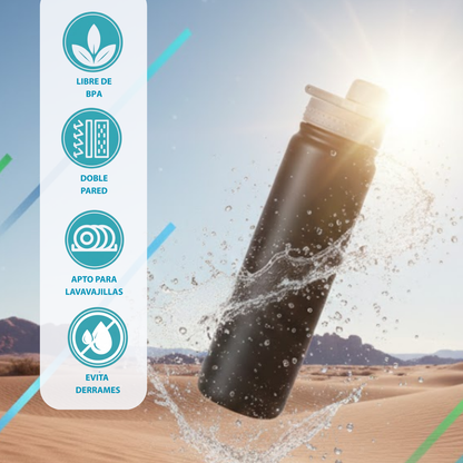 Botella Térmica Deportiva de Doble Pared. Ideal para "Peak Performance" 800 ml