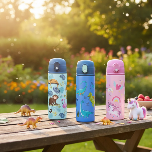 Botella Térmica Infantil 550ml - Vaso de Acero Inoxidable con Diseños para Niños - Mantiene Temperatura 12 Horas - Seguro, Duradero y Libre de BPA.