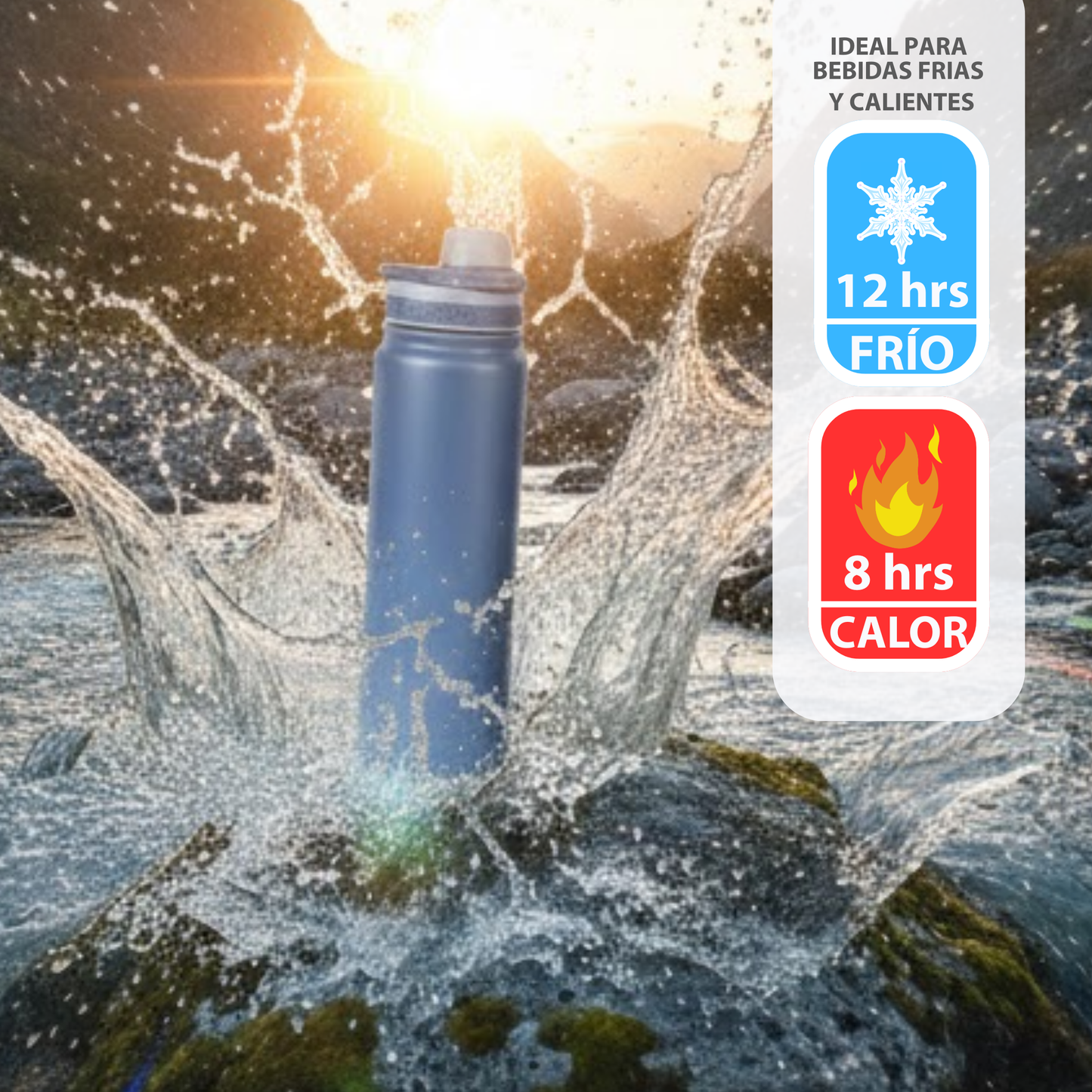 Botella Térmica Deportiva de Doble Pared. Ideal para "Peak Performance" 800 ml