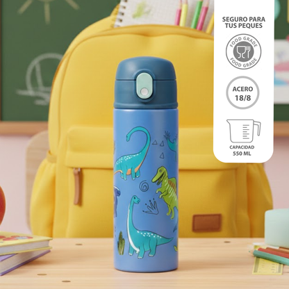 Botella Térmica Infantil 550ml - Vaso de Acero Inoxidable con Diseños para Niños - Mantiene Temperatura 12 Horas - Seguro, Duradero y Libre de BPA.