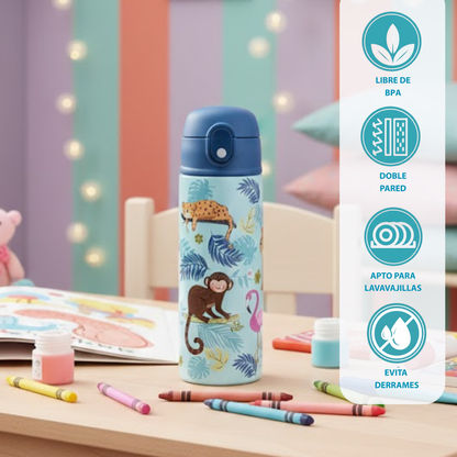 Botella Térmica Infantil 550ml - Vaso de Acero Inoxidable con Diseños para Niños - Mantiene Temperatura 12 Horas - Seguro, Duradero y Libre de BPA.