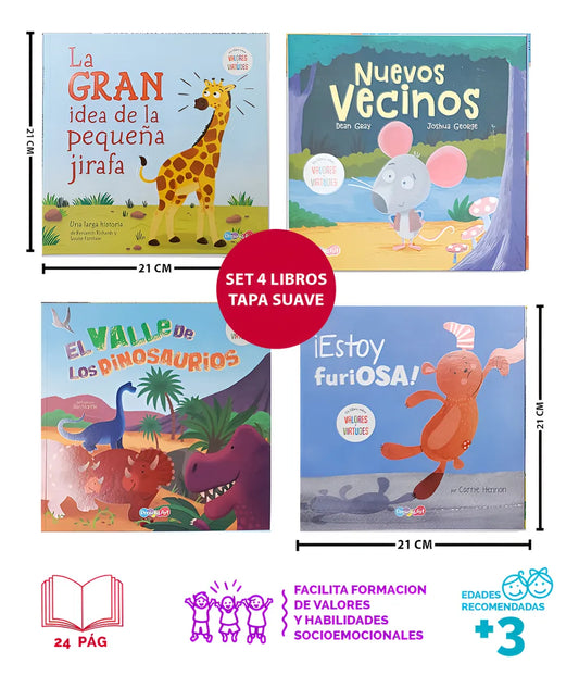 Set De 4 Libros Cuentos Para Niños Valores Y Virtudes