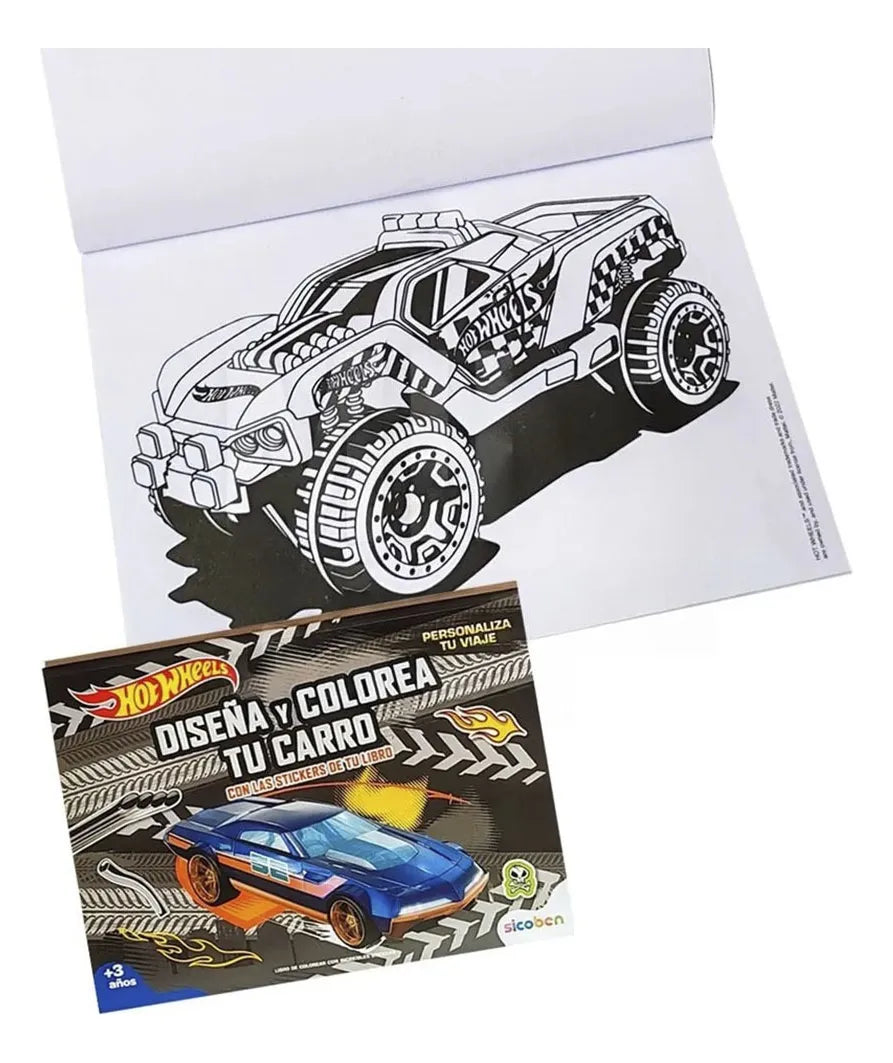Set 2 Blocks Para Colorear + Stickers Crea Tu Hot Wheels