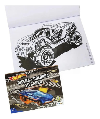 Set 2 Blocks Para Colorear + Stickers Crea Tu Hot Wheels