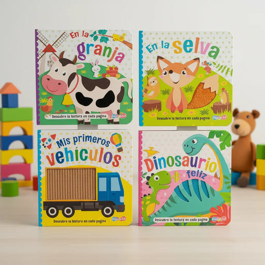 Set De 4 Libros Para Niños Toca Y Siente Texturas +2 Años