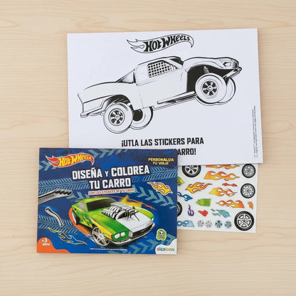 Set 2 Blocks Para Colorear + Stickers Crea Tu Hot Wheels
