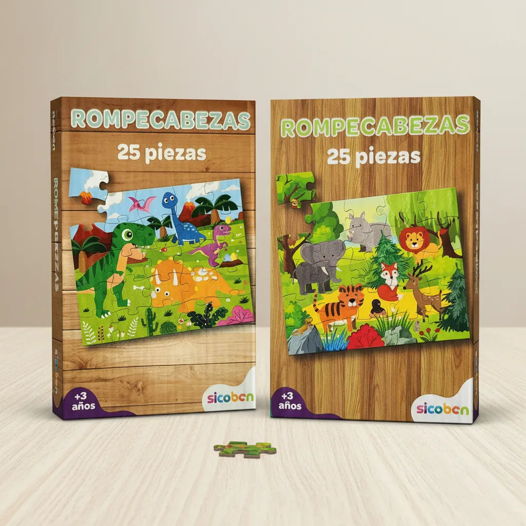 Set De 2 Rompecabezas Para Niños De 25 Pzs (+3 Años)