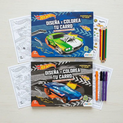 Set 2 Blocks Para Colorear + Stickers Crea Tu Hot Wheels
