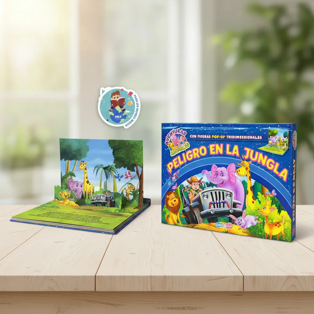 2 Cuentos Pop Up 3d- Aventuras Jungla Y Granja +4 Años