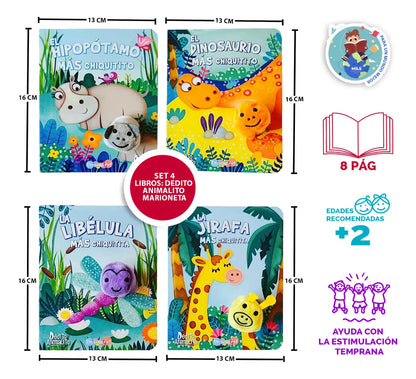 Set De 4 Libros Para Niños- Dedito Animalito Marioneta