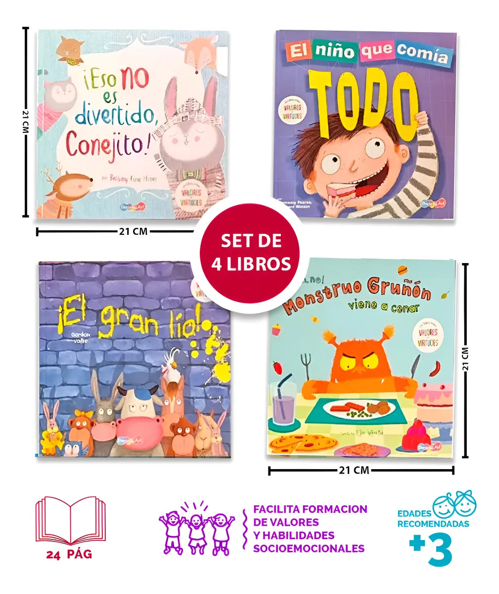 Set 4 Libros De Cuentos: Valores Y Virtudes Infantiles Vol 5