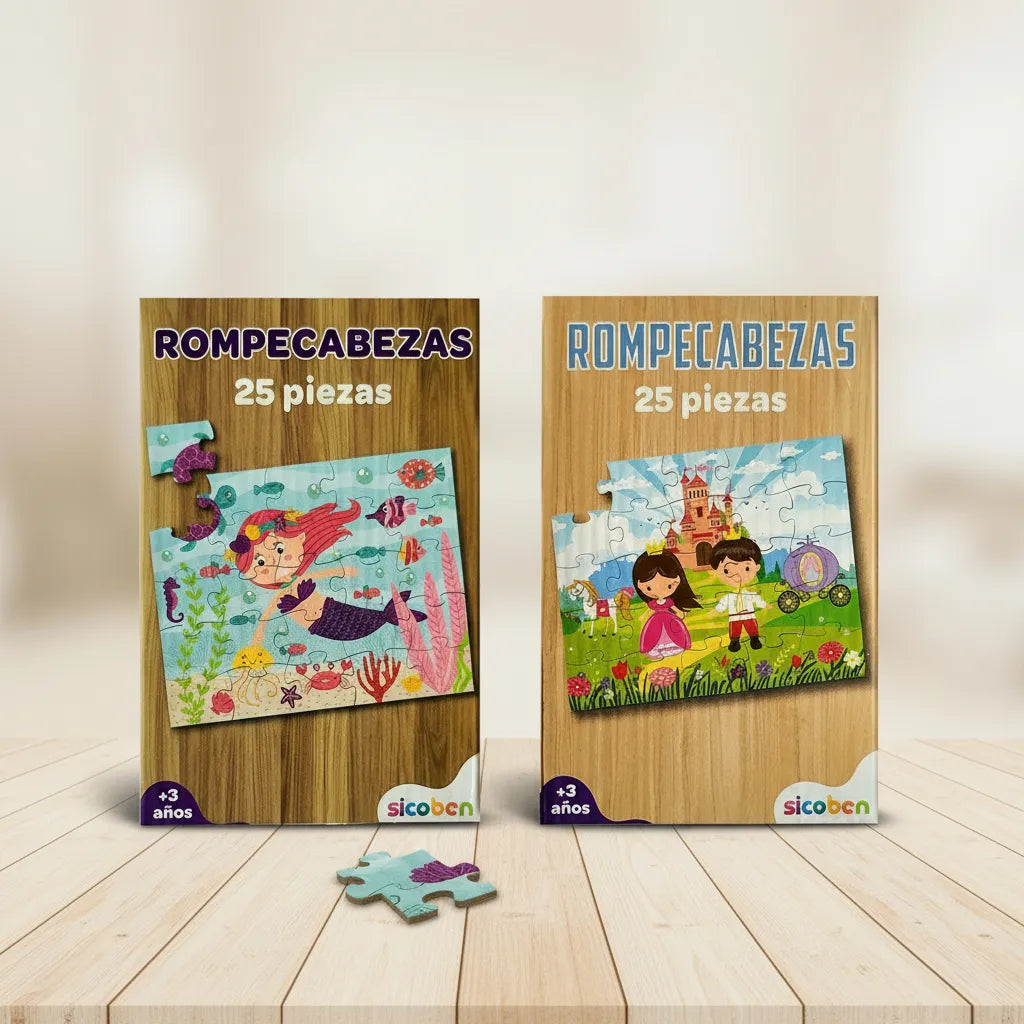 Set De 2 Rompecabezas Para Niños De 25 Pzs (+3 Años)