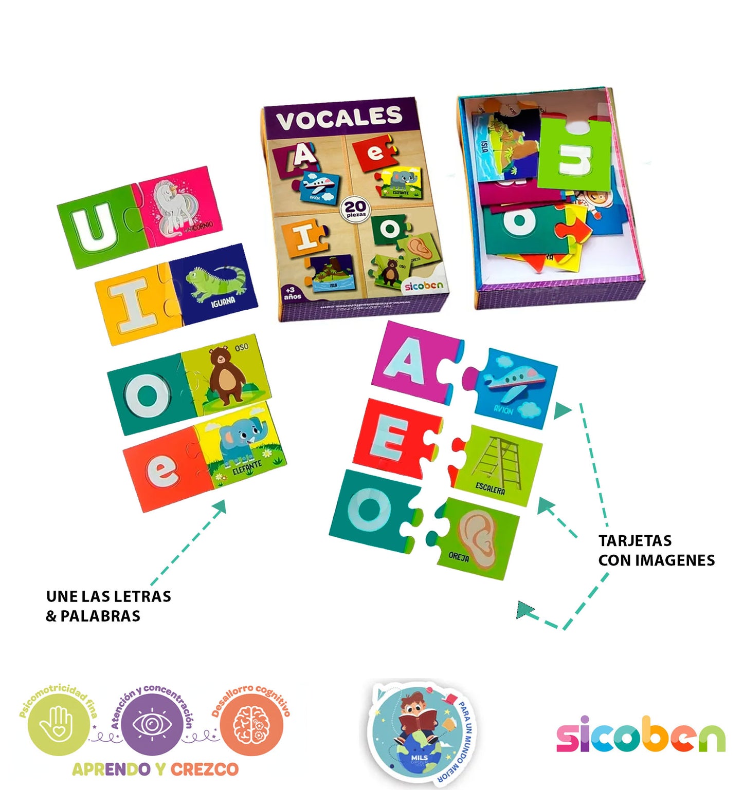 Juego Didactico Pzs Tipo Rompecabezas De Vocales