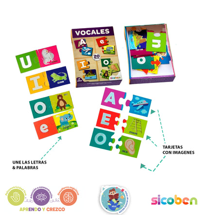 Juego Didactico Pzs Tipo Rompecabezas De Vocales
