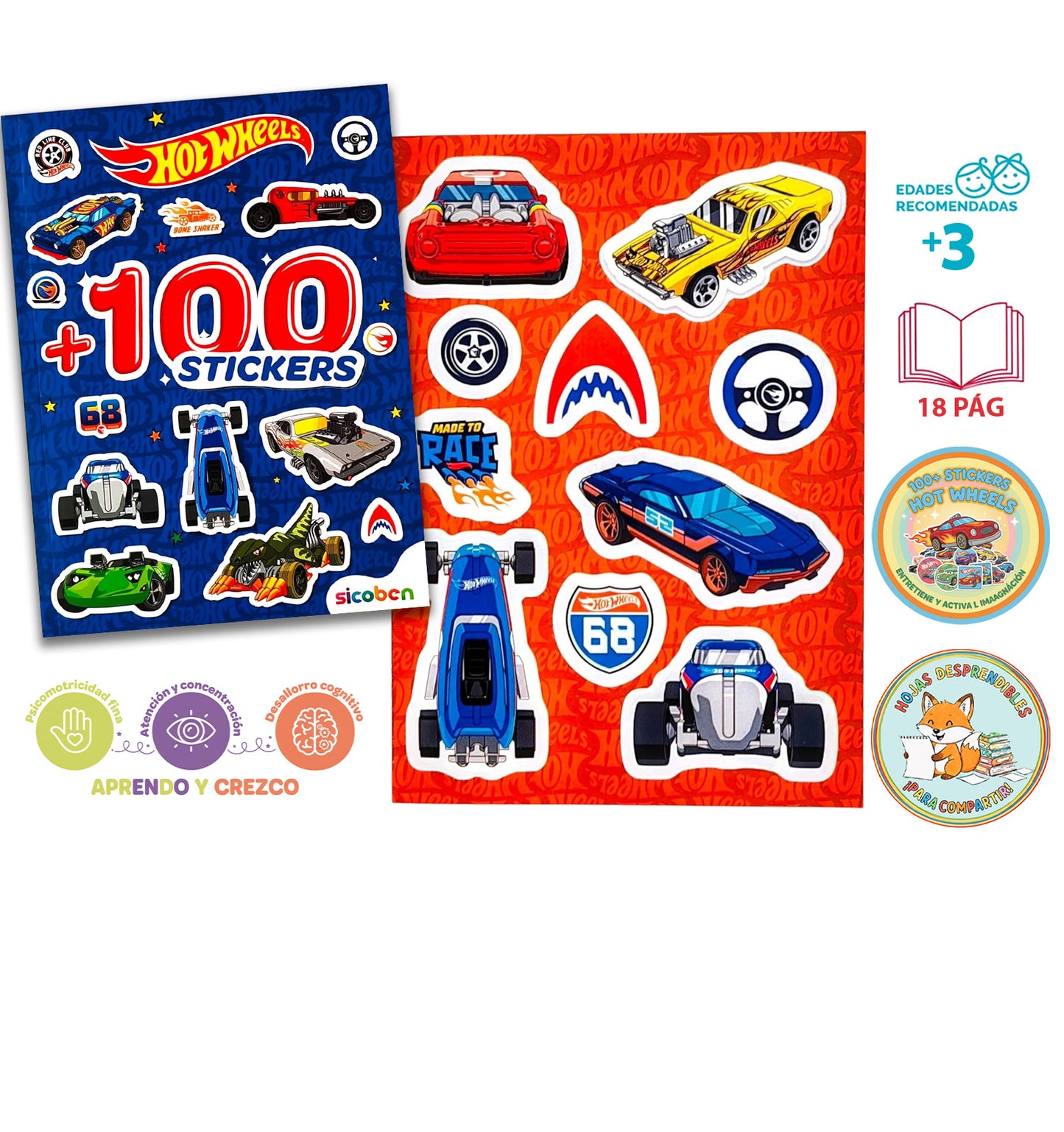 Libro: 100 + Stickers Hot Wheels. +100 Increibles Stickers