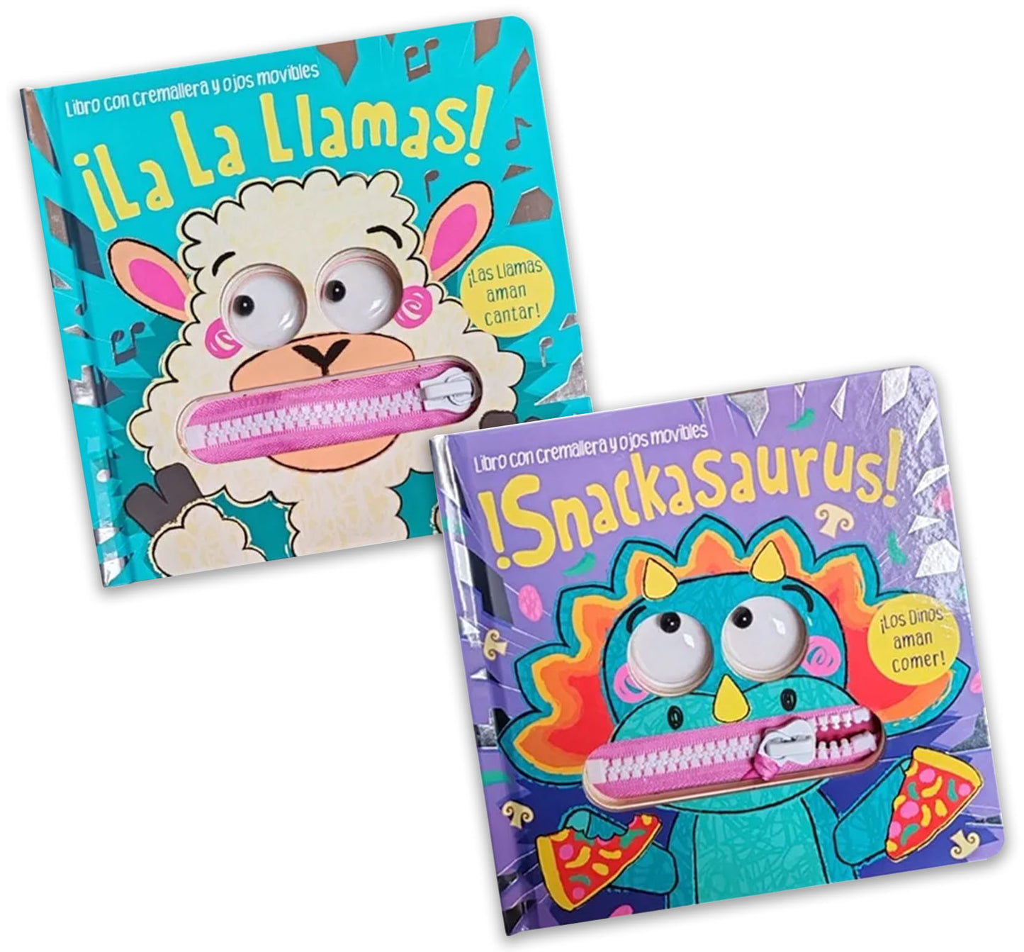 Set De 2 Libros Para Niños Ojos Movibles Y Zipper