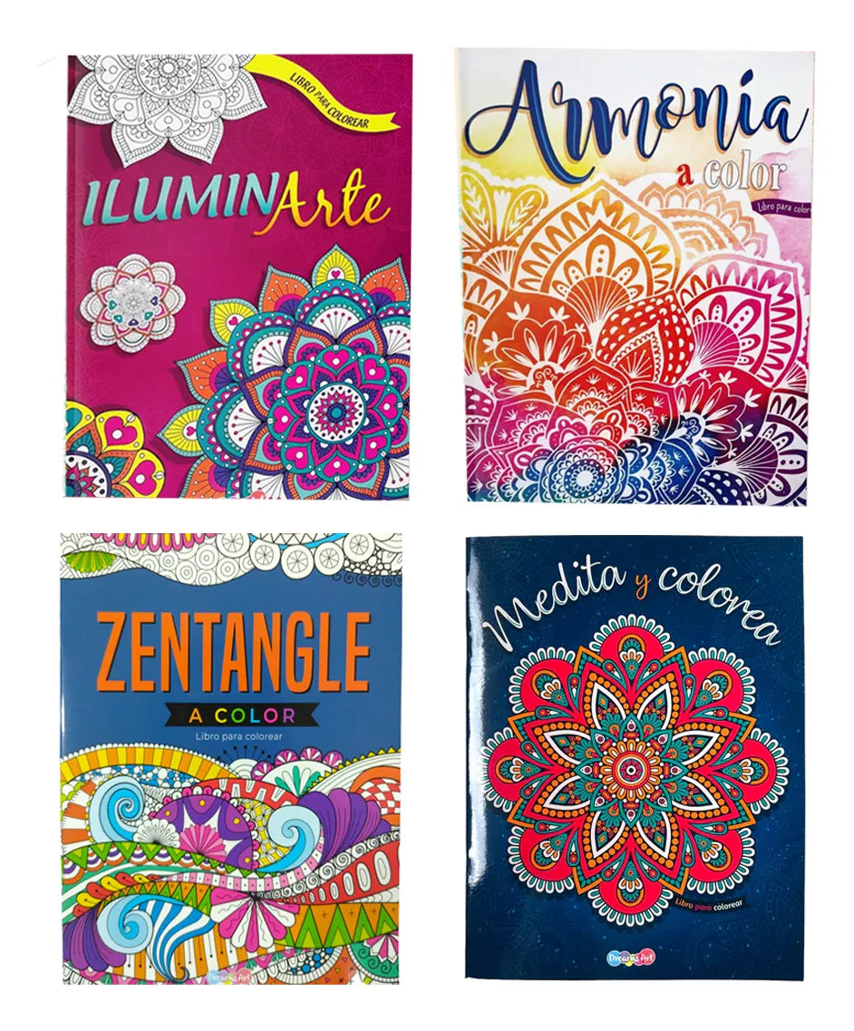 Set De 4 Libros Para Colorear El Arte De Las Mandalas