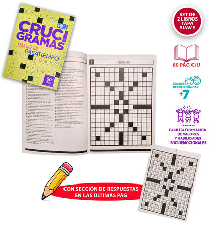 Set De 2 Crucigramas Vol. 1 Y 2 80 Páginas C/u