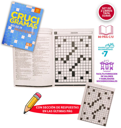 Set De 2 Crucigramas Vol. 1 Y 2 80 Páginas C/u