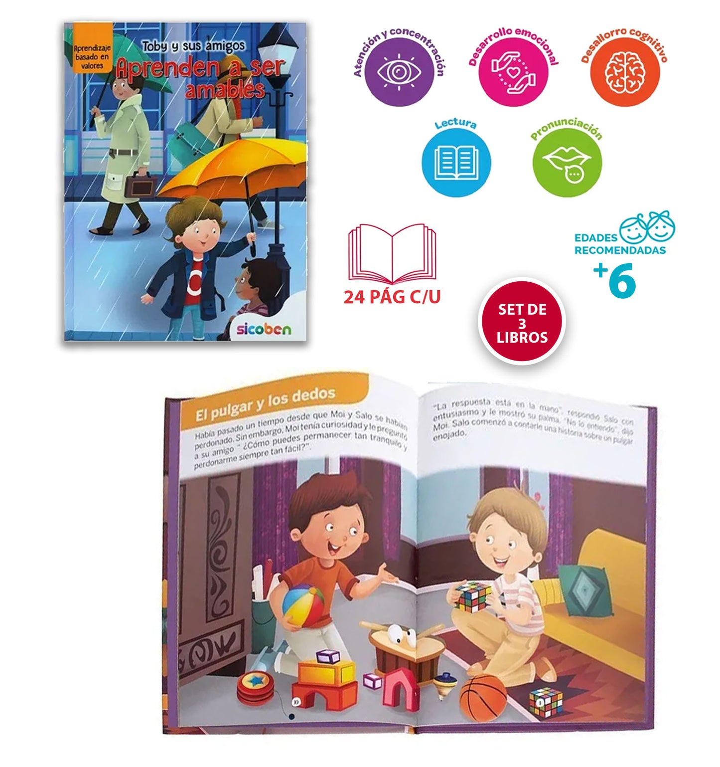 Set De 3 Libros De Valores Para Niños- Creciendo En Familia