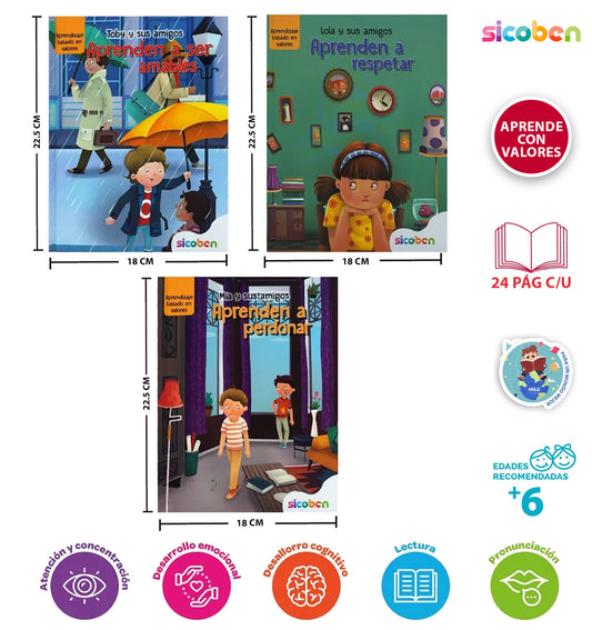 Set De 3 Libros De Valores Para Niños- Creciendo En Familia