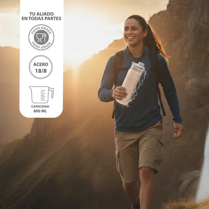 Botella Térmica Deportiva de Doble Pared. Ideal para "Peak Performance" 800 ml