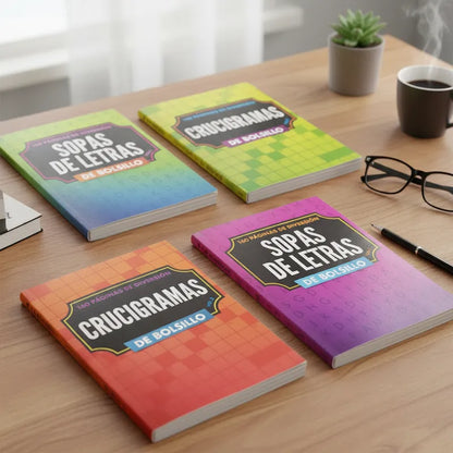 Set 4 Libros: Crucigramas Y Sopas De Letras. Pasatiempos